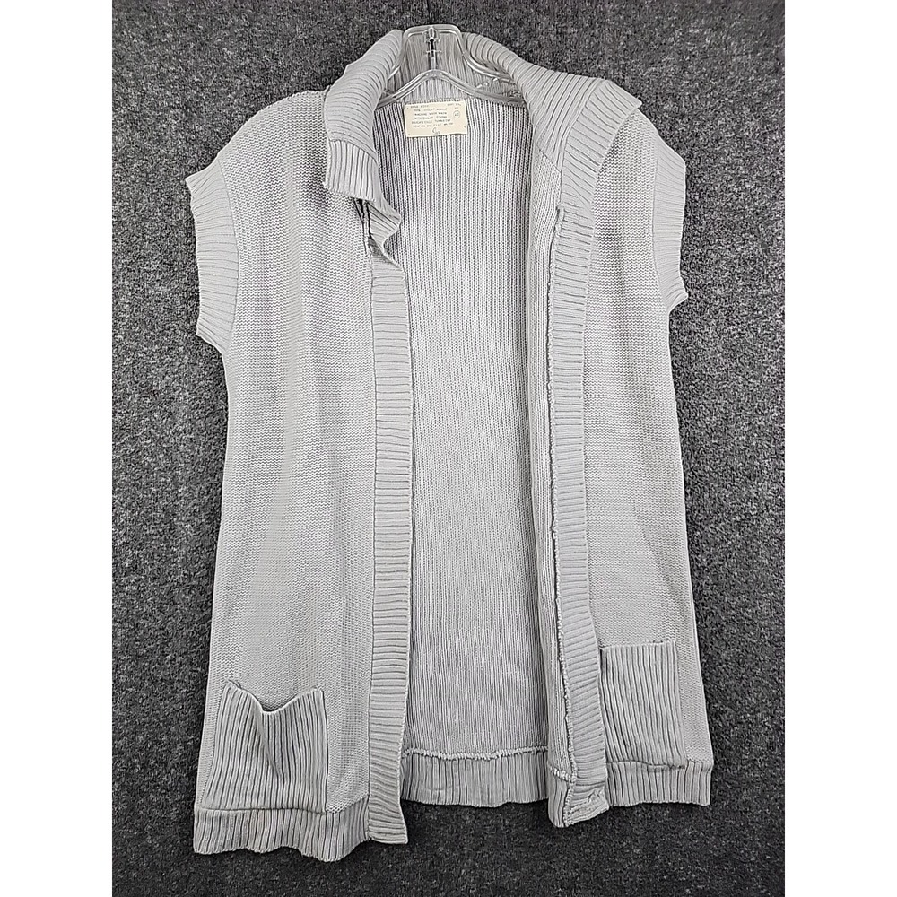 Sears Orlon Acrylic Sweater Vest Size 40 Gray Textured Knit Open Vintage 70s 80s